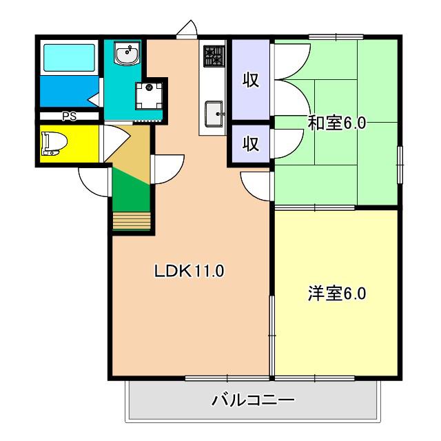 KSハウス(2LDK/2階)の間取り写真