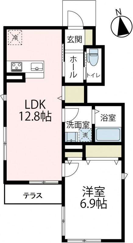 モンクール立場(1LDK/1階)の間取り写真