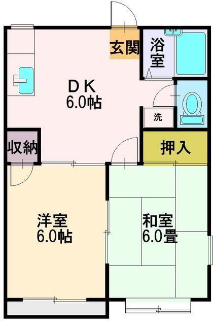 ホットスタッフ(2DK/1階)の間取り写真
