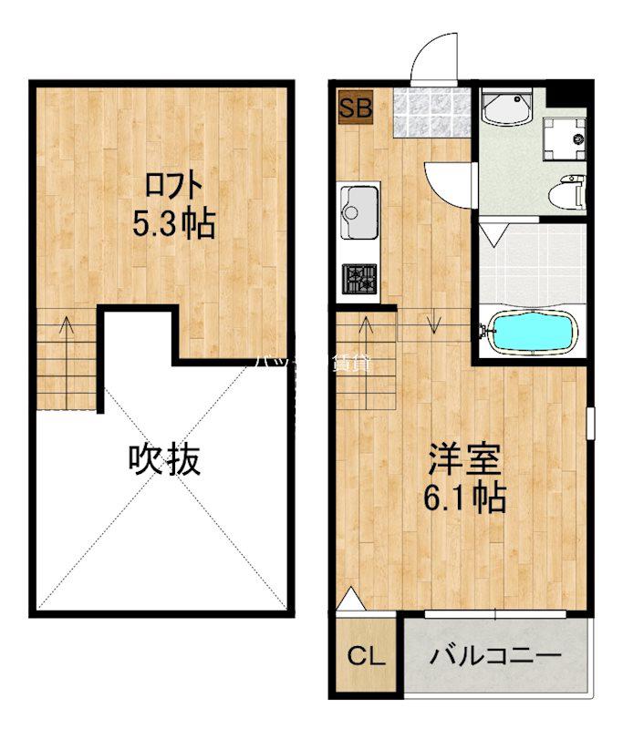 ベラコスタ姪浜(1K/2階)の間取り写真