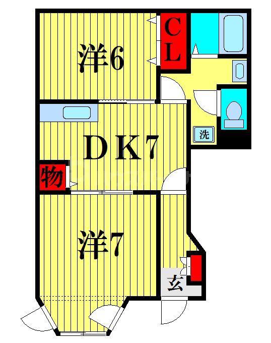 グランラシーヌ(2DK/1階)の間取り写真