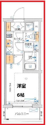 ライジングプレイス綾瀬(1K/1階)の間取り写真