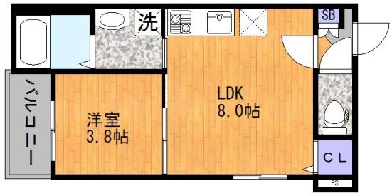 サフィールロジェ大阪城公園(1LDK/3階)の間取り写真