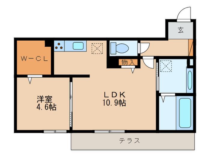 フラン苅原(1LDK/1階)の間取り写真