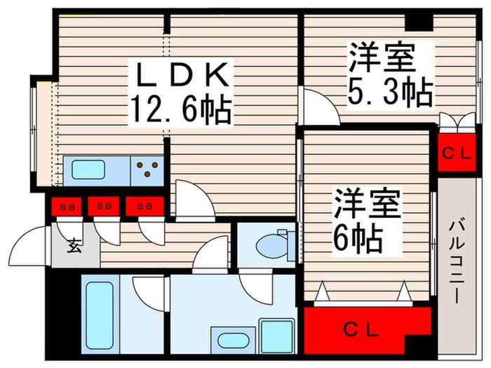 エクセレント瑞江(2LDK/5階)の間取り写真