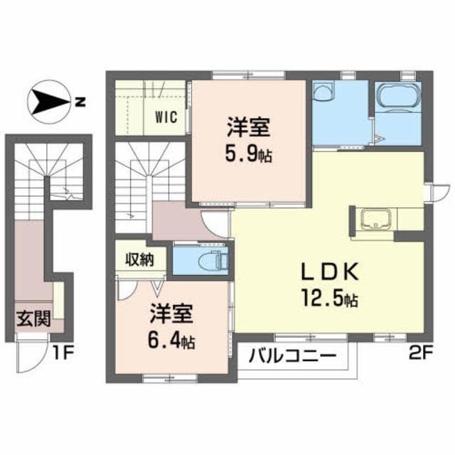 シャーメゾンAZZURRIA(2LDK/2階)の間取り写真