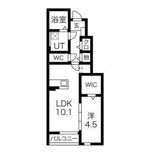 アンソレイエII(1LDK/1階)の間取り写真