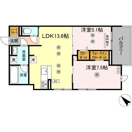 D-ROOM東雲町(2LDK/2階)の間取り写真