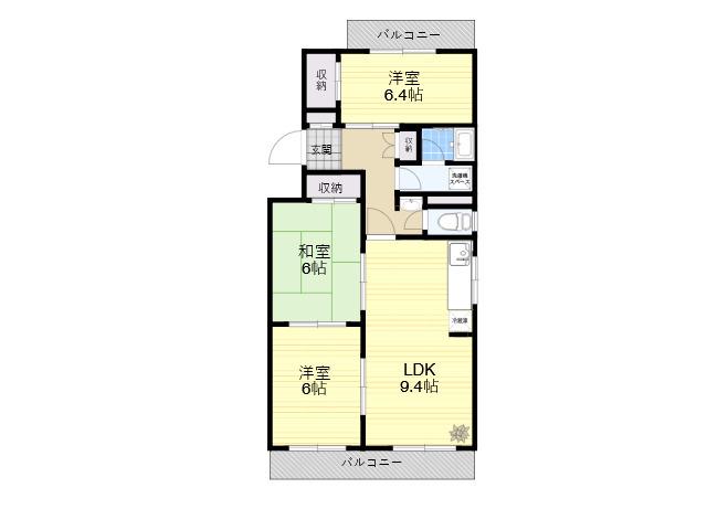 豊岡グリーンハイツ(3LDK/3階)の間取り写真