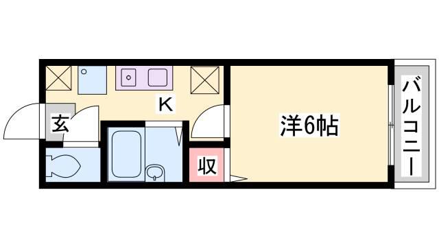 ウィンディア中山手A棟(1K/2階)の間取り写真