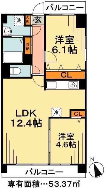 LAULEA(2LDK/3階)の間取り写真