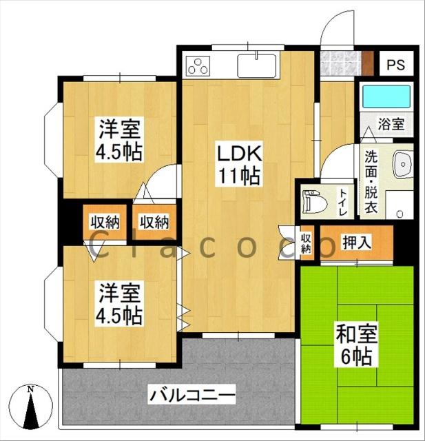 アルファレジデンス今泉(3LDK/2階)の間取り写真