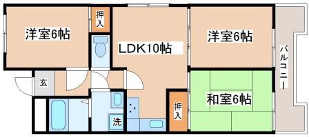 ドムールコスモス福田(3LDK/1階)の間取り写真