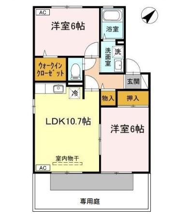 セジュールRON A(2LDK/1階)の間取り写真