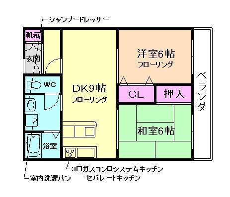 ロイヤル石橋(2LDK/2階)の間取り写真