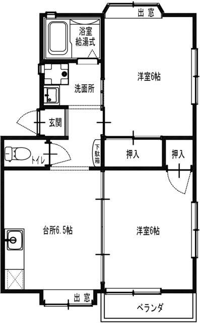 ベルデュールIII(2DK/1階)の間取り写真