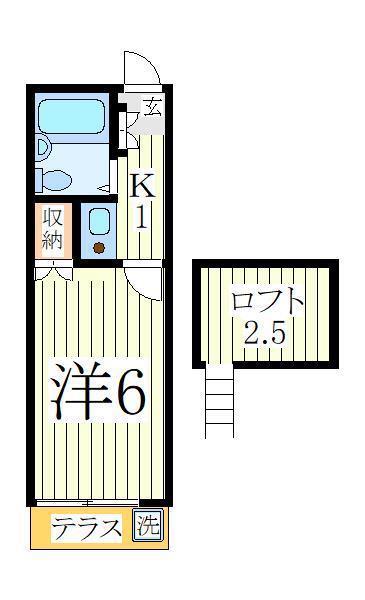 ゼフィランサス新柏(1K/2階)の間取り写真