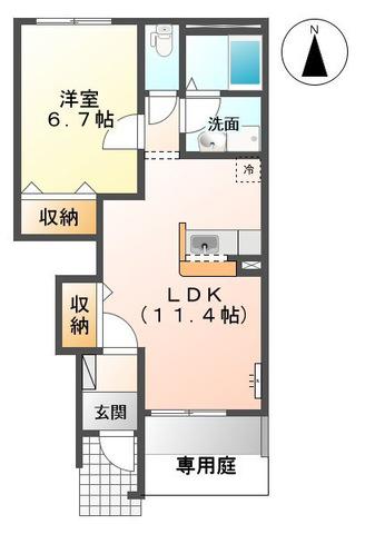 フォレスタ大和(1LDK/1階)の間取り写真