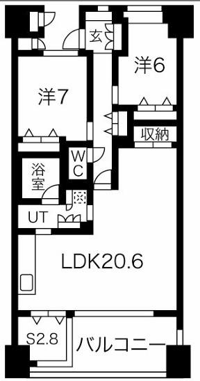 ワコーレ須磨名谷ステーションフラッツ(2SLDK/11階)の間取り写真