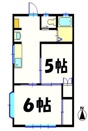コスモスハイツ東葛西(2DK/1階)の間取り写真