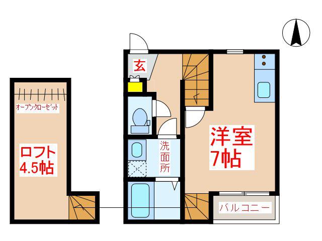 PROUD壱番館(1SK/1階)の間取り写真