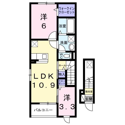 HMS77(2LDK/2階)の間取り写真