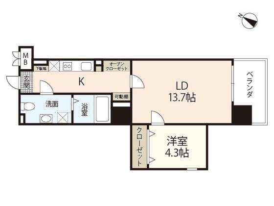 FANTASY SPACE千田町(1LDK/3階)の間取り写真