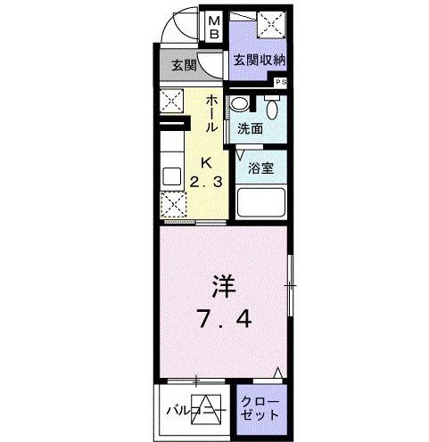 トゥット フェリーチェ 湘南(1K/2階)の間取り写真