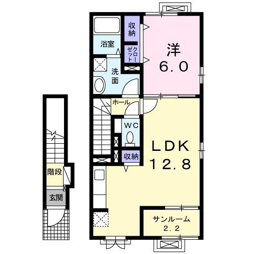 ポッティ A(1LDK/2階)の間取り写真
