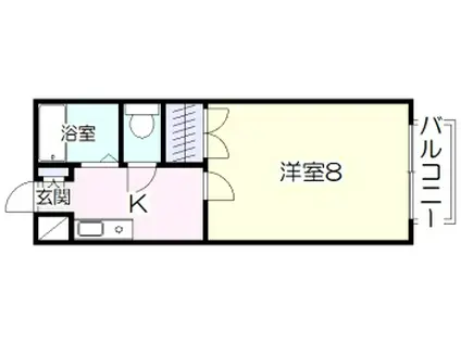 シャンテ八木山(1K/1階)の間取り写真