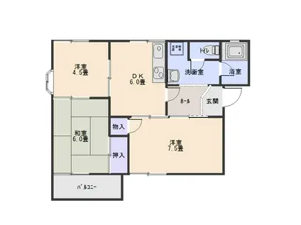 エステート月見(3DK/2階)の間取り写真