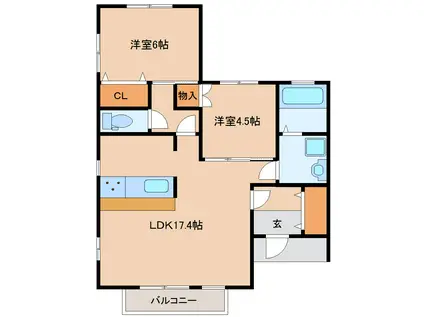 ルーチェ(2LDK/2階)の間取り写真