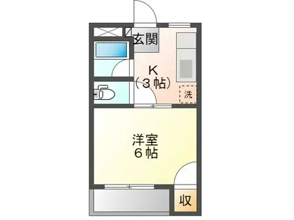 サントリーニA(1K/3階)の間取り写真