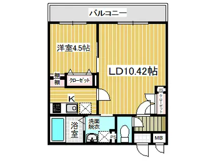 にゃんとハウス堀割2丁目(1LDK/2階)の間取り写真