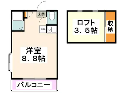 スマイルロフト 当社管理物件(ワンルーム/2階)の間取り写真