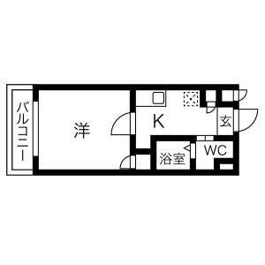 URO勝山(1K/8階)の間取り写真