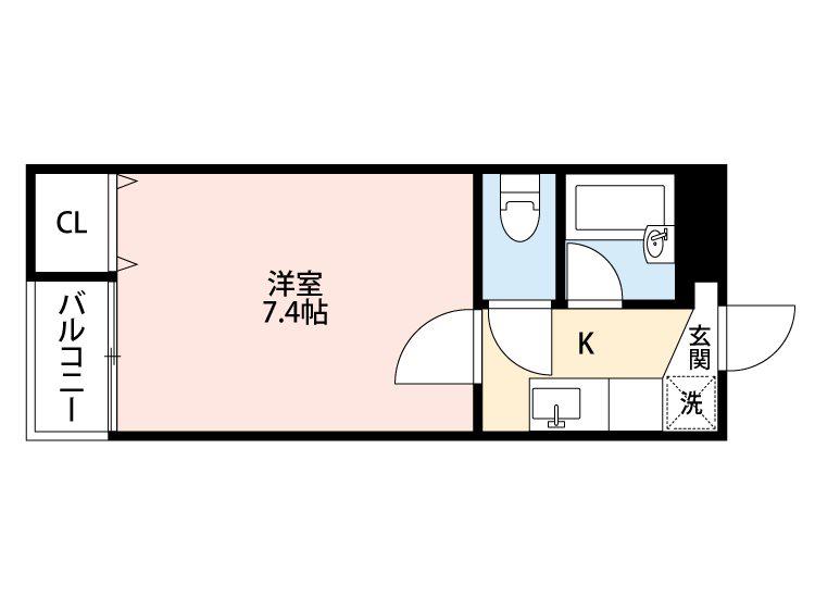 サングラッド黒髪(1K/2階)の間取り写真