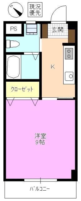 ブルームハイツ(1K/1階)の間取り写真