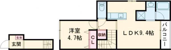 トラストコートII番館(1LDK/2階)の間取り写真