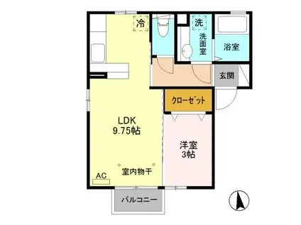 シャルムトロン C(1LDK/1階)の間取り写真
