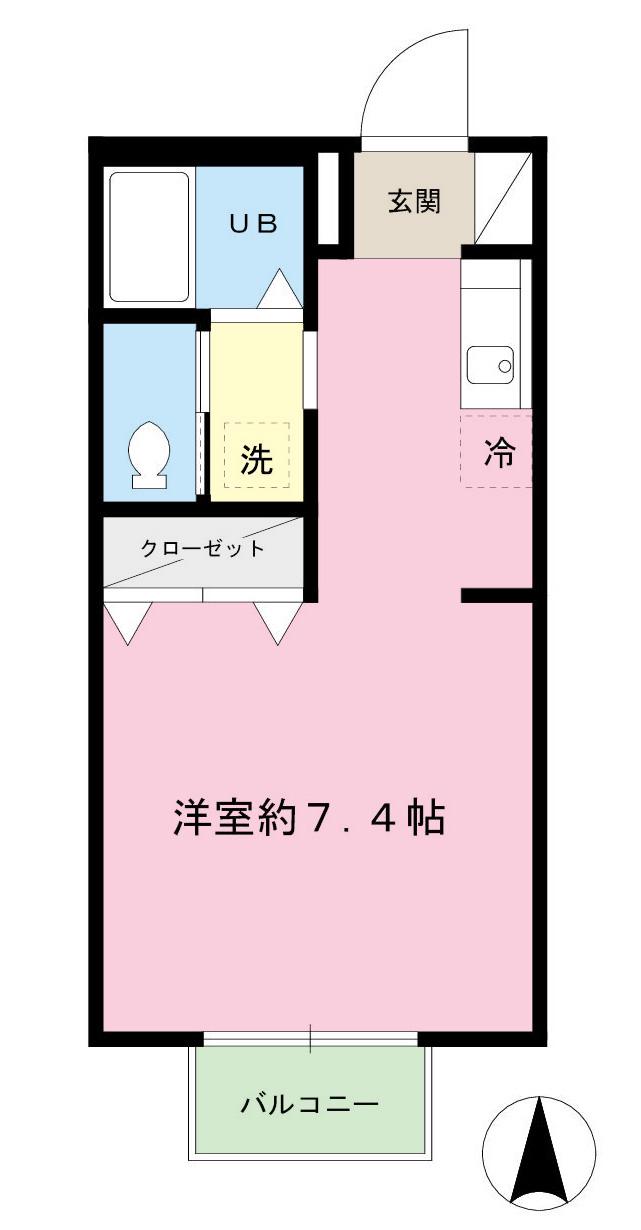 メゾン塩貝(1K/1階)の間取り写真
