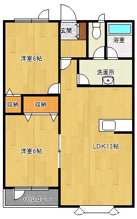 シャトーマルセン(2LDK/2階)の間取り写真