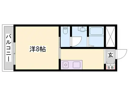 リヴァージュ西脇(1K/3階)の間取り写真