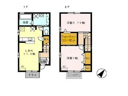 メゾハイネス(2LDK/1階)の間取り写真