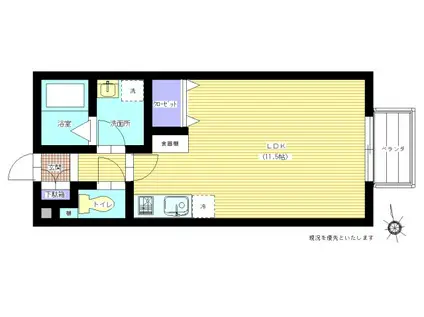 エスポ上畑町(ワンルーム/1階)の間取り写真