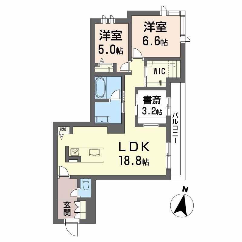 シャーメゾン アンビエラ トウジン(2SLDK/2階)の間取り写真