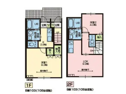 PORTE BONHEURIV B棟(1LDK/2階)の間取り写真