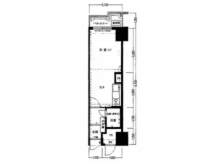 シャンボール大名D棟(ワンルーム/2階)の間取り写真