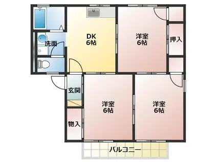 セジュール 花田(3DK/1階)の間取り写真