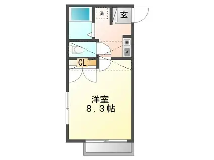 パルコワン(1K/2階)の間取り写真